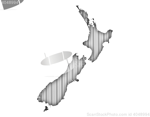Image of Map of New Zealand on corrugated iron,