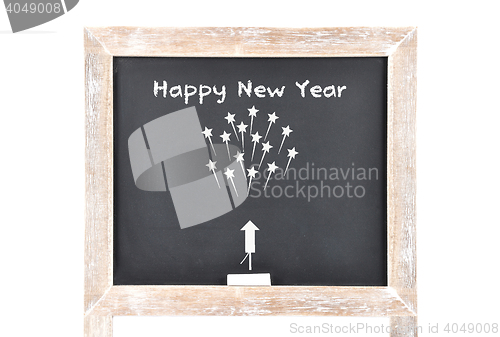 Image of Happy New Year on blackboard