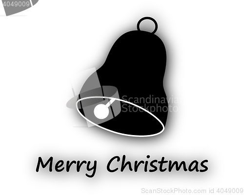 Image of Merry Christmas with bell on white