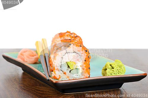 Image of California maki sushi with orange masago