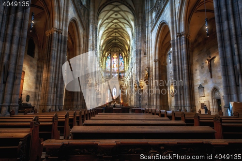 Image of PRAGUE, CZECH REPUBLIC 2014 november 26: The Metropolitan Cathedral of Saints Vitus, Wenceslaus and Adalbert is the most important cathedral