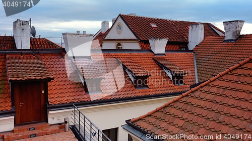 Image of Roof tile over blue sky