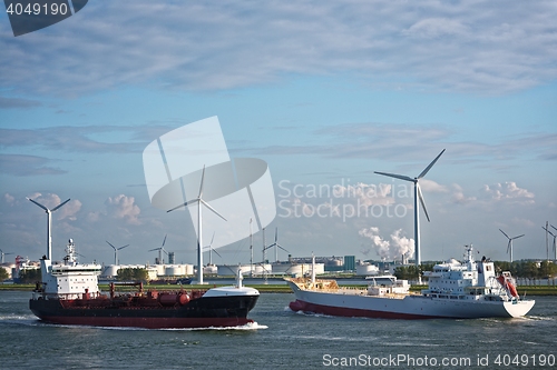 Image of Large oil tanker in canal