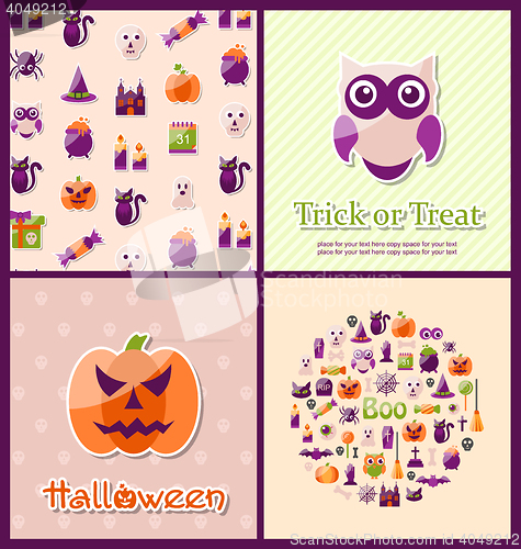 Image of Halloween Postcards. Set Banners