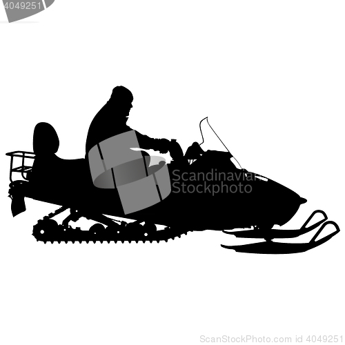 Image of Silhouette snowmobile  on white background. illustration