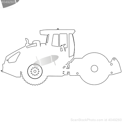 Image of Silhouette of a road roller. illustration.