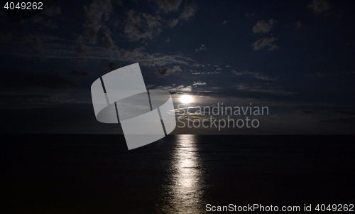 Image of Night landscape of the sea, moonlit path