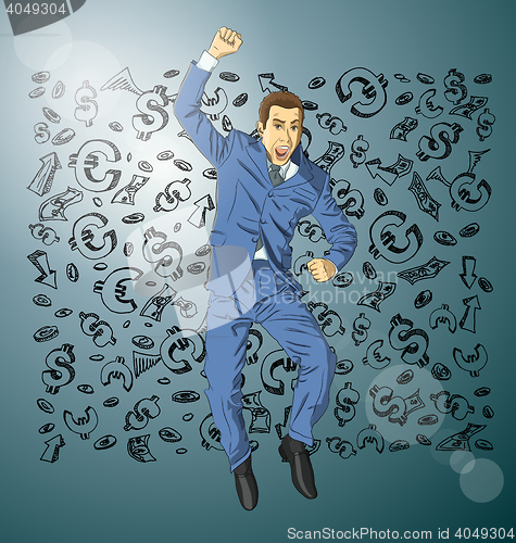 Image of Vector Businessman With Hands Up