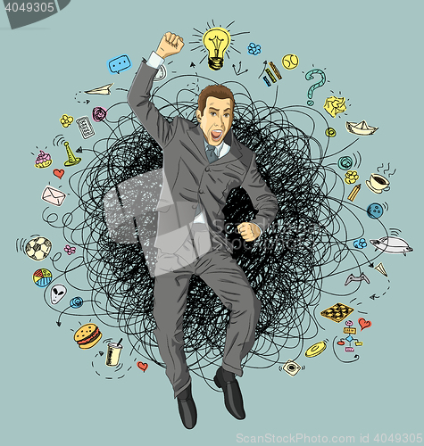 Image of Vector Businessman With Hands Up