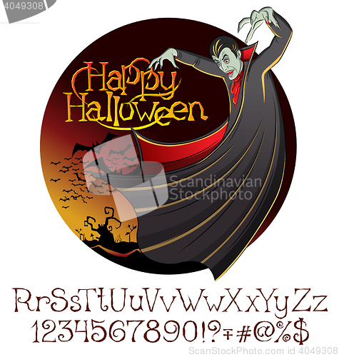 Image of Halloween font set and Vector Vampire Dracula