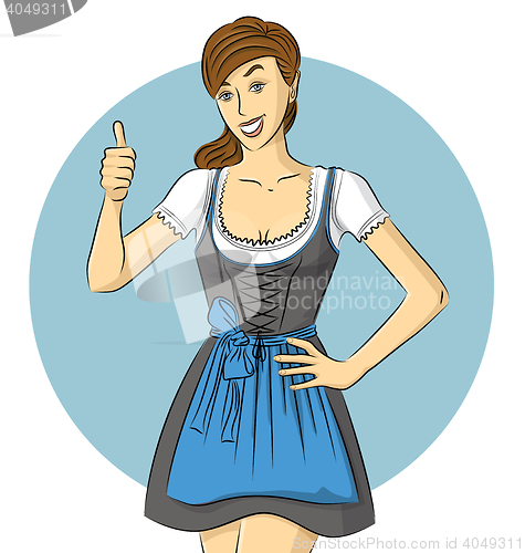 Image of Vector Cute Woman In Drindl On Oktoberfest