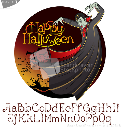 Image of Halloween font set and Vector Vampire Dracula