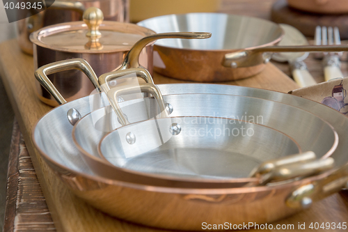 Image of new copper cookware - pots and pans