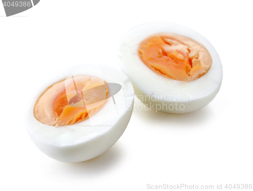 Image of boiled egg on white background