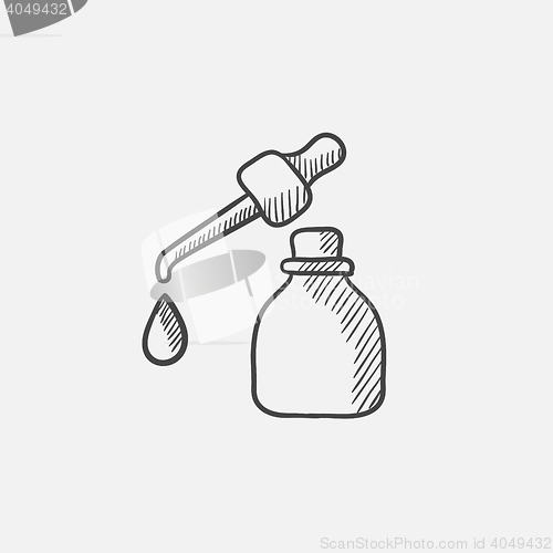 Image of Bottle of essential oil and the pipette with drop sketch icon.