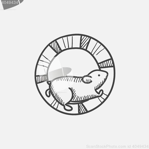 Image of Hamster running in the wheel sketch icon.