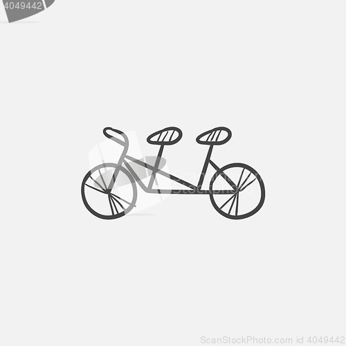 Image of Tandem bike sketch icon.