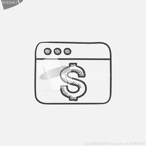 Image of Browser window with dollar sign sketch icon.