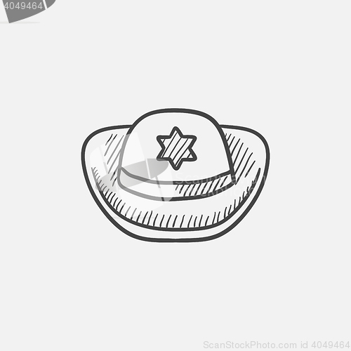 Image of Sheriff hat sketch icon.