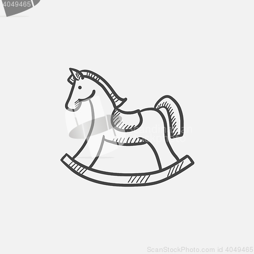 Image of Rocking horse sketch icon.