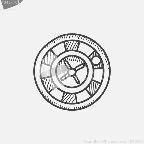 Image of Roulette wheel sketch icon.