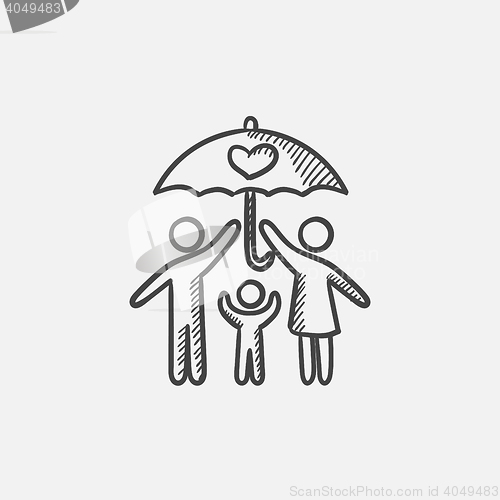 Image of Family insurance sketch icon.