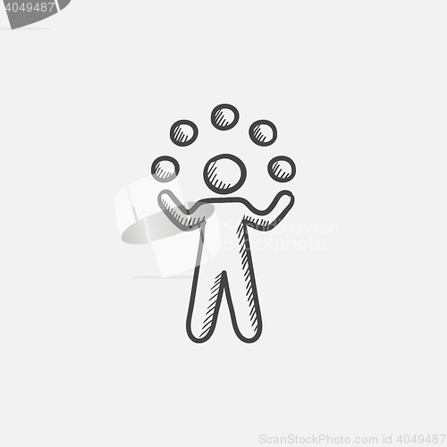 Image of Man juggling with balls sketch icon.