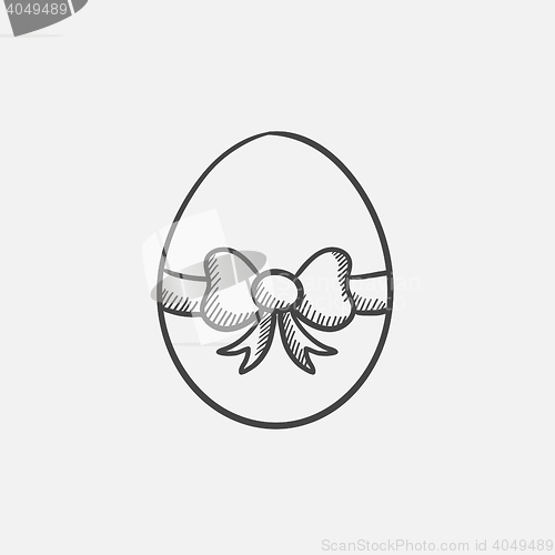 Image of Easter egg with ribbon sketch icon.