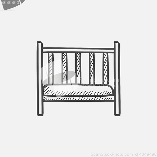 Image of Baby cot sketch icon.