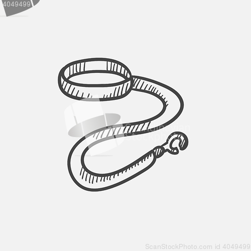 Image of Dog leash and collar sketch icon.