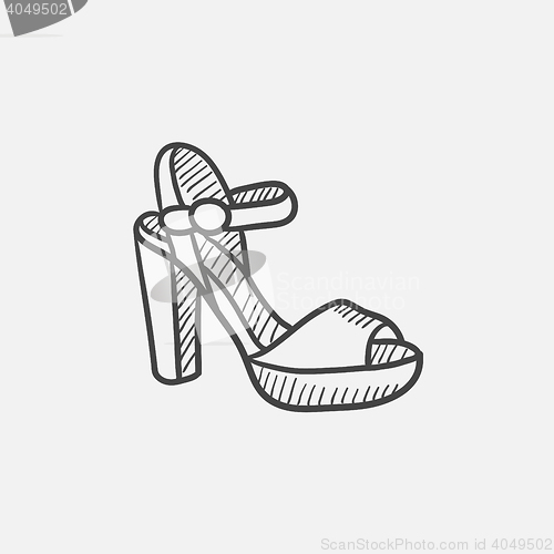 Image of High-heeled sandal sketch icon.