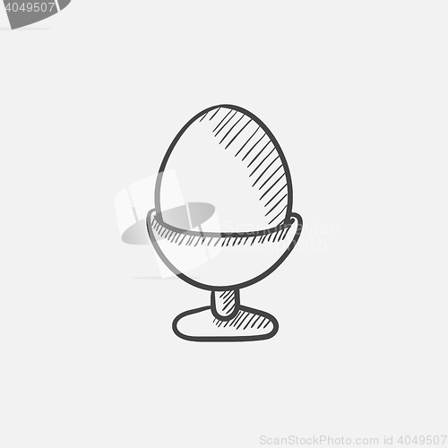 Image of Easter egg in stand sketch icon.