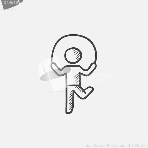 Image of Child jumping rope sketch icon.