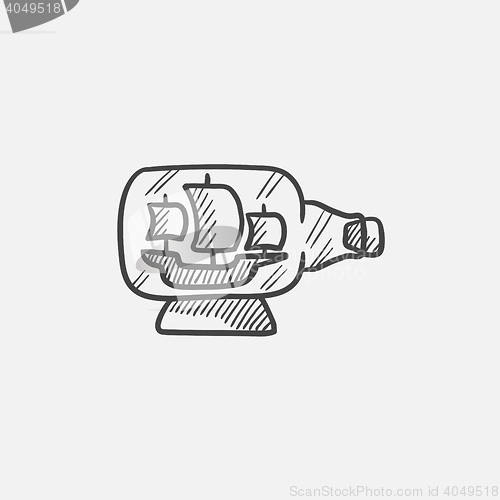 Image of Ship inside bottle sketch icon.