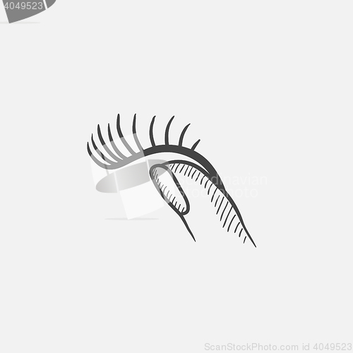 Image of False eyelashes sketch icon.