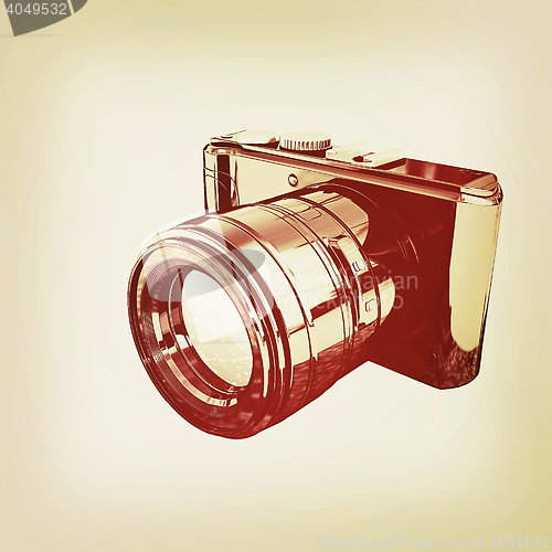 Image of 3d illustration of photographic camera. 3D illustration. Vintage