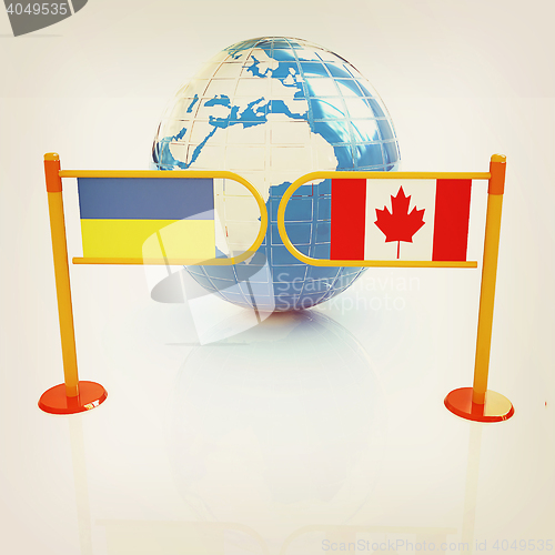 Image of Three-dimensional image of the turnstile and flags of Canada and