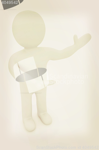 Image of 3d people - man, person presenting - pointing. . 3D illustration