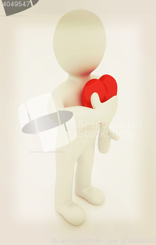 Image of 3d man holding his hand to his heart. Concept: \"From the heart\" 