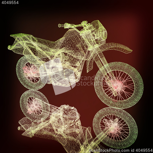 Image of 3d sport motocross bike. 3D illustration. Vintage style.