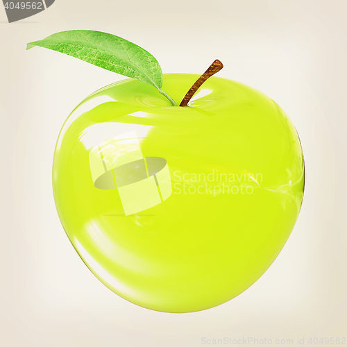 Image of Green apple, isolated on white background . 3D illustration. Vin