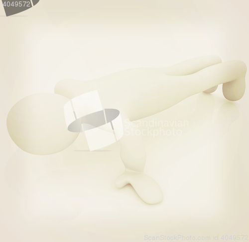 Image of 3d man isolated on white. Series: morning exercises - making pus