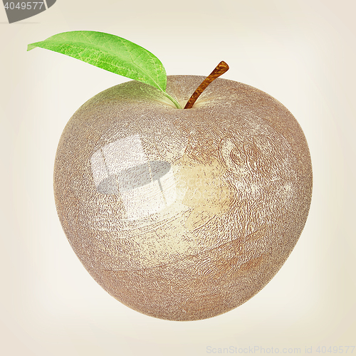 Image of apple made ??of stone. 3D illustration. Vintage style.