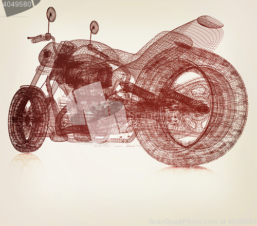 Image of 3d sport bike background. 3D illustration. Vintage style.