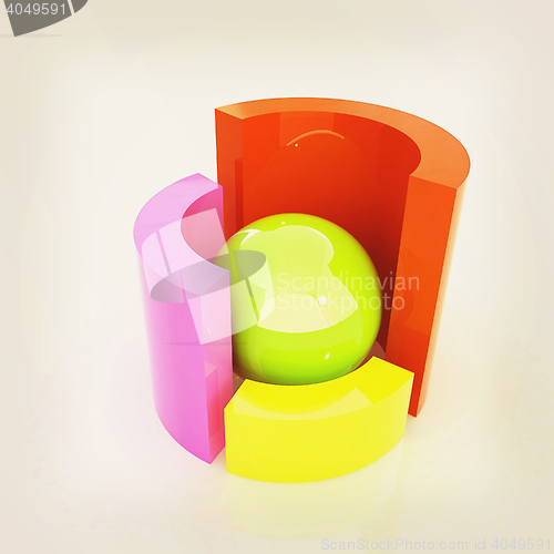Image of Abstract colorful structure with ball in the center . 3D illustr