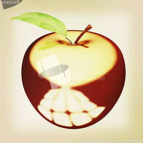 Image of Gold apple isolated on white background. Series: Golden apple un