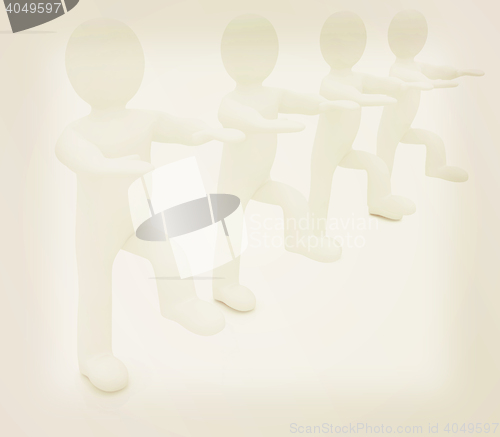 Image of 3d mans isolated on white. Series: morning exercises - flexibili