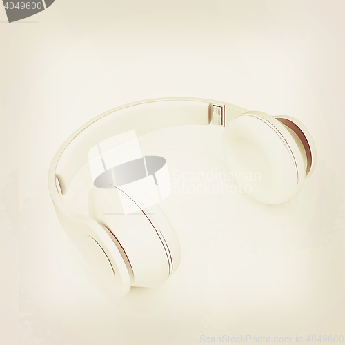 Image of Headphones Isolated on White Background . 3D illustration. Vinta