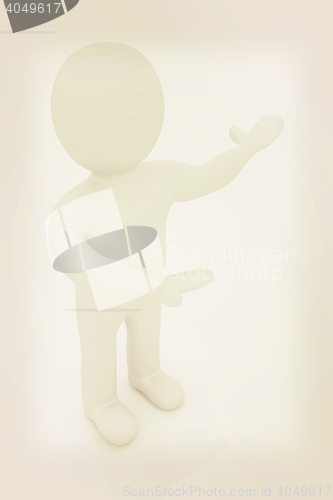 Image of 3d people - man, person presenting - pointing. . 3D illustration