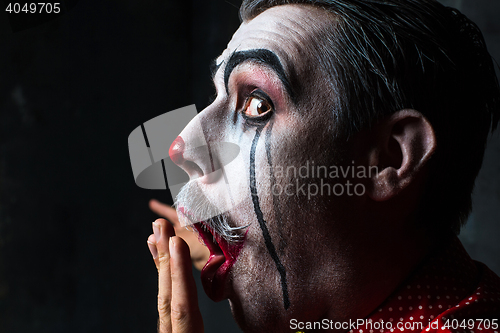 Image of Terrible crazy clown and Halloween theme